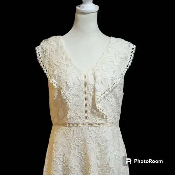 BB Dakota Revolve Rease Ruffle Lace Dress in Antique Ivory - Size 6 *NEW w/ Tag* - Picture 2 of 8